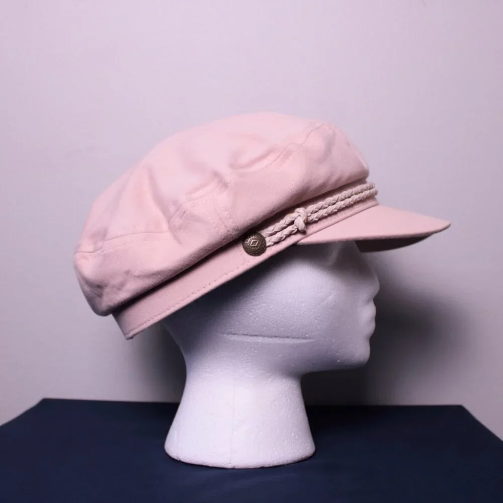 Brixton Pink Fisherman Cap with Cream Braided Trim